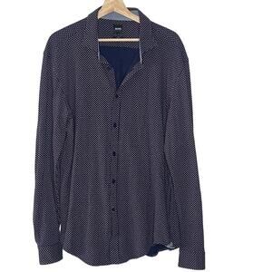 BOSS HUGO BOSS  GEOMETRIC PRINT‎ MEN'S CASUAL  SHIRT SIZE XXL